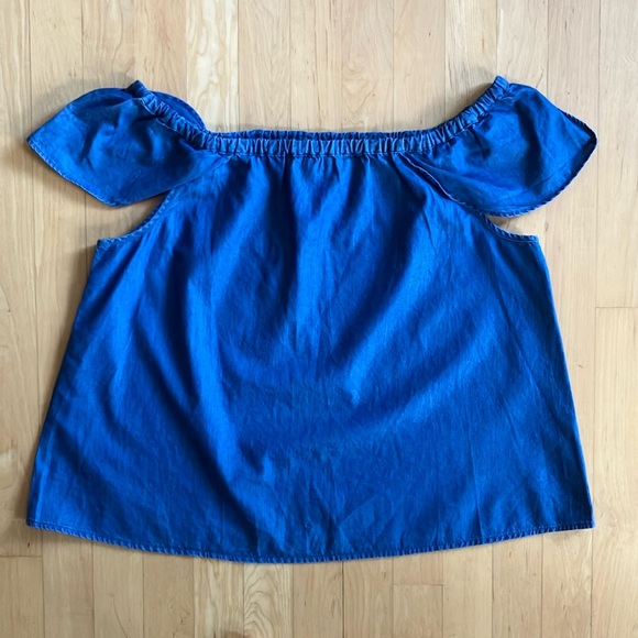 J.Crew Factory off-the-shoulder cotton chambray top Medium - Picture 3 of 11